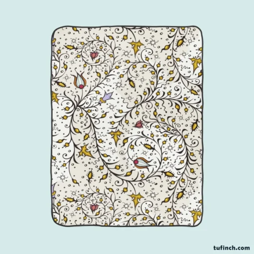 Medieval Wild Flowers Pattern Fleece Blanket 1