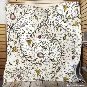 Medieval Wild Flowers Pattern Quilt Blanket