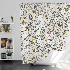 Medieval Wild Flowers Pattern Shower Curtain