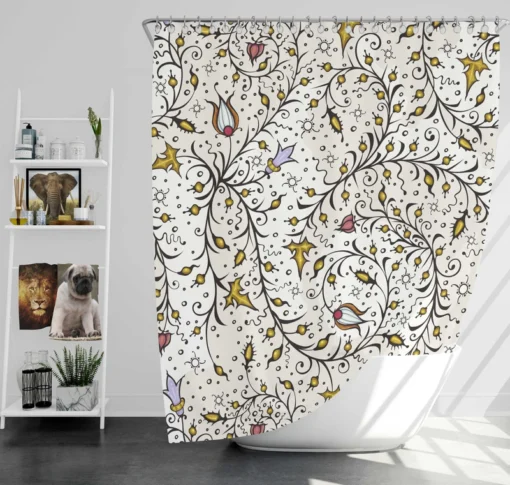 Medieval Wild Flowers Pattern Shower Curtain