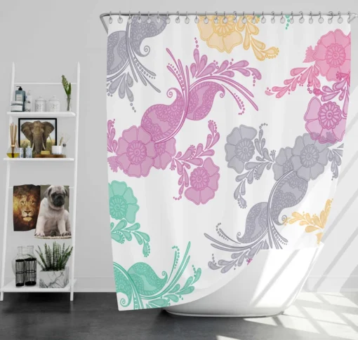 Mehndi Indian Floral Shower Curtain