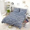 Metallic Blue Floral Damask Bedding Set