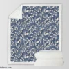 Metallic Blue Floral Damask Sherpa Fleece Blanket