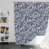 Metallic Blue Floral Damask Shower Curtain