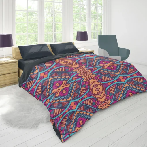 Mexican Psychedelic Tribal Design Duvet Cover 1