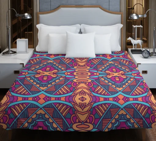 Mexican Psychedelic Tribal Design Duvet Cover