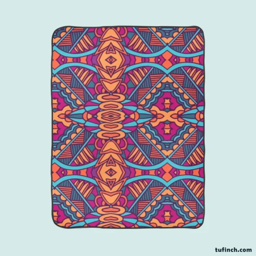 Mexican Psychedelic Tribal Design Fleece Blanket 1