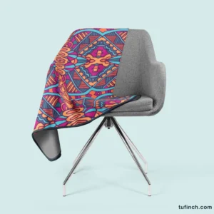 Mexican Psychedelic Tribal Design Fleece Blanket 2