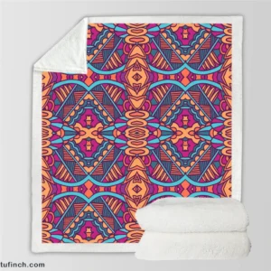 Mexican Psychedelic Tribal Design Sherpa Fleece Blanket