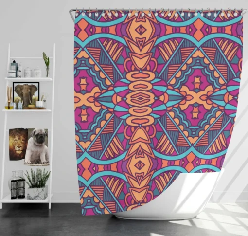 Mexican Psychedelic Tribal Design Shower Curtain