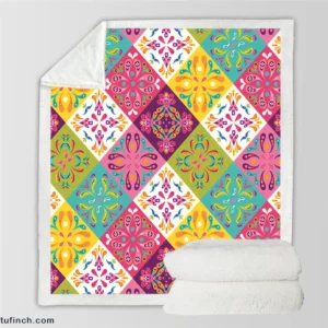 Mexican Talavera Attractive Colored Sherpa Fleece Blanket