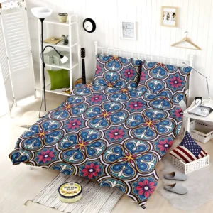 Mexican Talavera Blue Pink Design Bedding Set