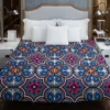 Mexican Talavera Blue Pink Design Duvet Cover