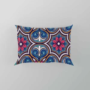 Mexican Talavera Blue Pink Design Pillow Case