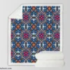 Mexican Talavera Blue Pink Design Sherpa Fleece Blanket