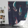 Midnight Blue Waving Sea Sailing boat Shower Curtain