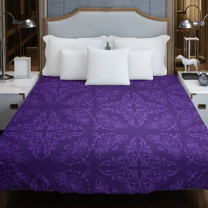 Midnight Purple Damask Design Duvet Cover