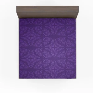 Midnight Purple Damask Design Fitted Sheet