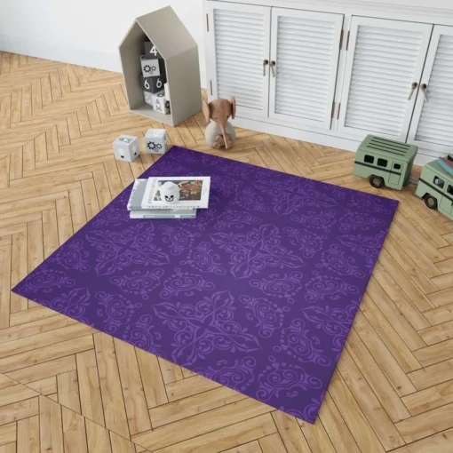 Midnight Purple Damask Design Rug 1