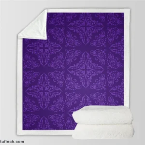 Midnight Purple Damask Design Sherpa Fleece Blanket