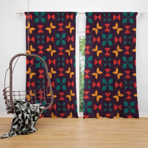 Mini Butterfly Style Aztec Tribal Design Curtain