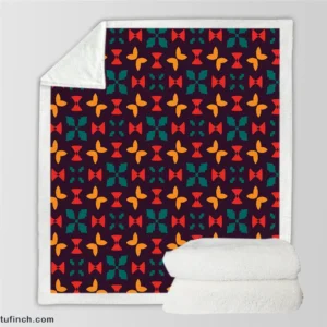 Mini Butterfly Style Aztec Tribal Design Sherpa Fleece Blanket