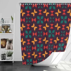 Mini Butterfly Style Aztec Tribal Design Shower Curtain