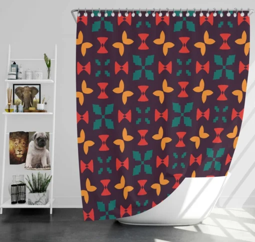 Mini Butterfly Style Aztec Tribal Design Shower Curtain