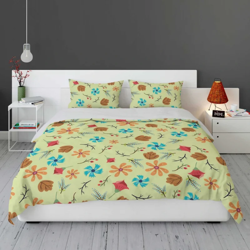 Mini Floral Leave Winter Season Pattern Bedding Set 1