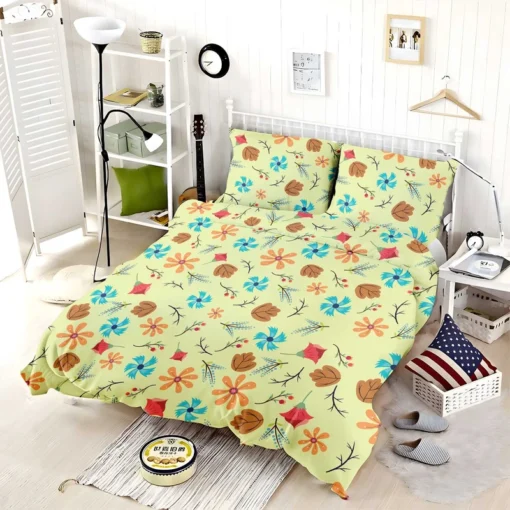 Mini Floral Leave Winter Season Pattern Bedding Set