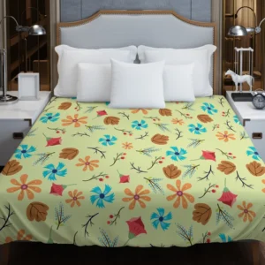 Mini Floral Leave Winter Season Pattern Duvet Cover