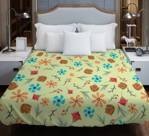 Mini Floral Leave Winter Season Pattern Duvet Cover