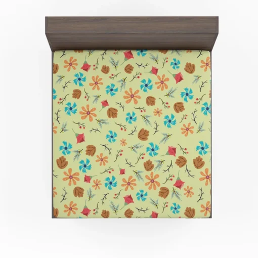 Mini Floral Leave Winter Season Pattern Fitted Sheet