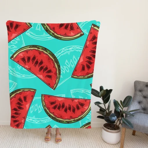 Mini Love Watermelon Sliced Fleece Blanket