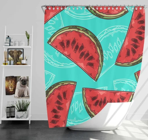 Mini Love Watermelon Sliced Shower Curtain