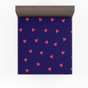 Mini Red Hearts In Blue Background Fitted Sheet