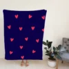 Mini Red Hearts In Blue Background Fleece Blanket