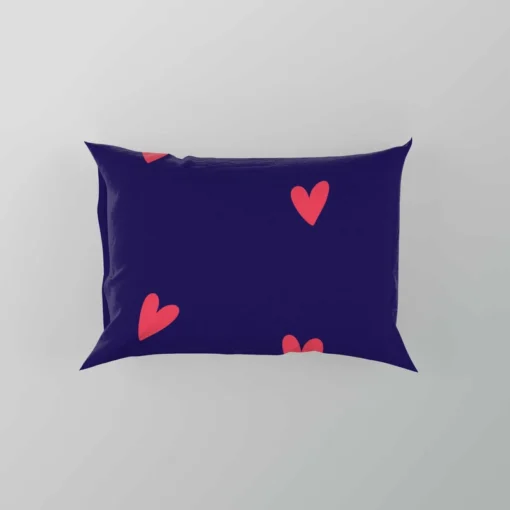 Mini Red Hearts In Blue Background Pillow Case