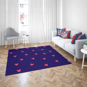 Mini Red Hearts In Blue Background Rug 2