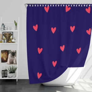 Mini Red Hearts In Blue Background Shower Curtain