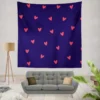 Mini Red Hearts In Blue Background Wall Tapestry