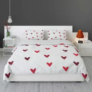 Mini Red Luv Hearts In White Bedding Set 1