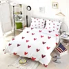 Mini Red Luv Hearts In White Bedding Set