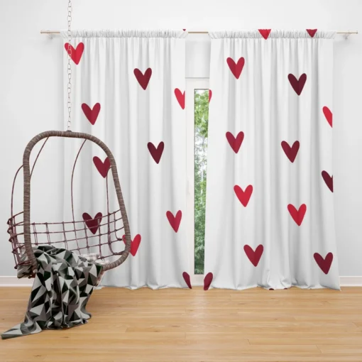 Mini Red Luv Hearts In White Curtain