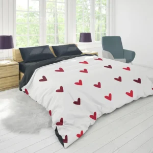 Mini Red Luv Hearts In White Duvet Cover 1