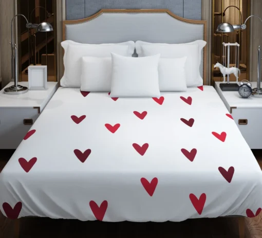 Mini Red Luv Hearts In White Duvet Cover