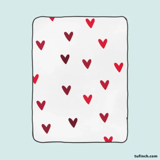 Mini Red Luv Hearts In White Fleece Blanket 1