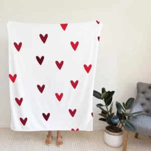 Mini Red Luv Hearts In White Fleece Blanket