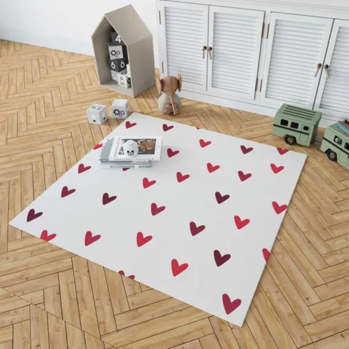 Mini Red Luv Hearts In White Rug 1