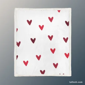 Mini Red Luv Hearts In White Sherpa Fleece Blanket 1